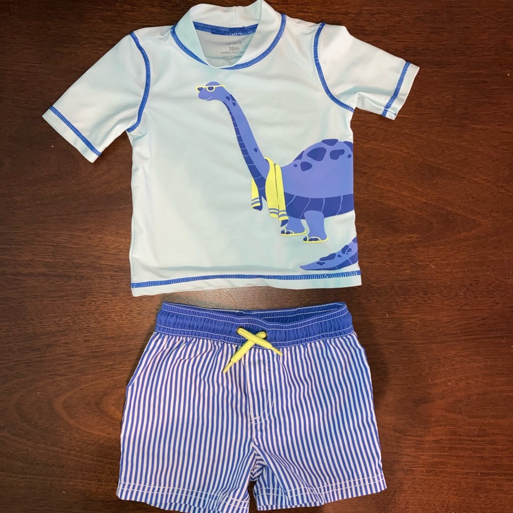 Baby boy’s rash guard and swim trunks set